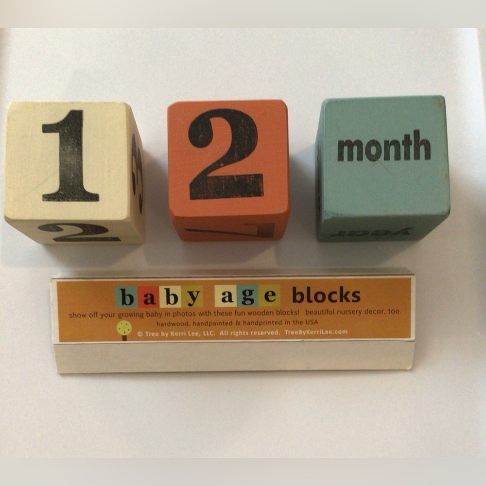 Indigo Baby Age Blocks - Cream, Orange, Blue